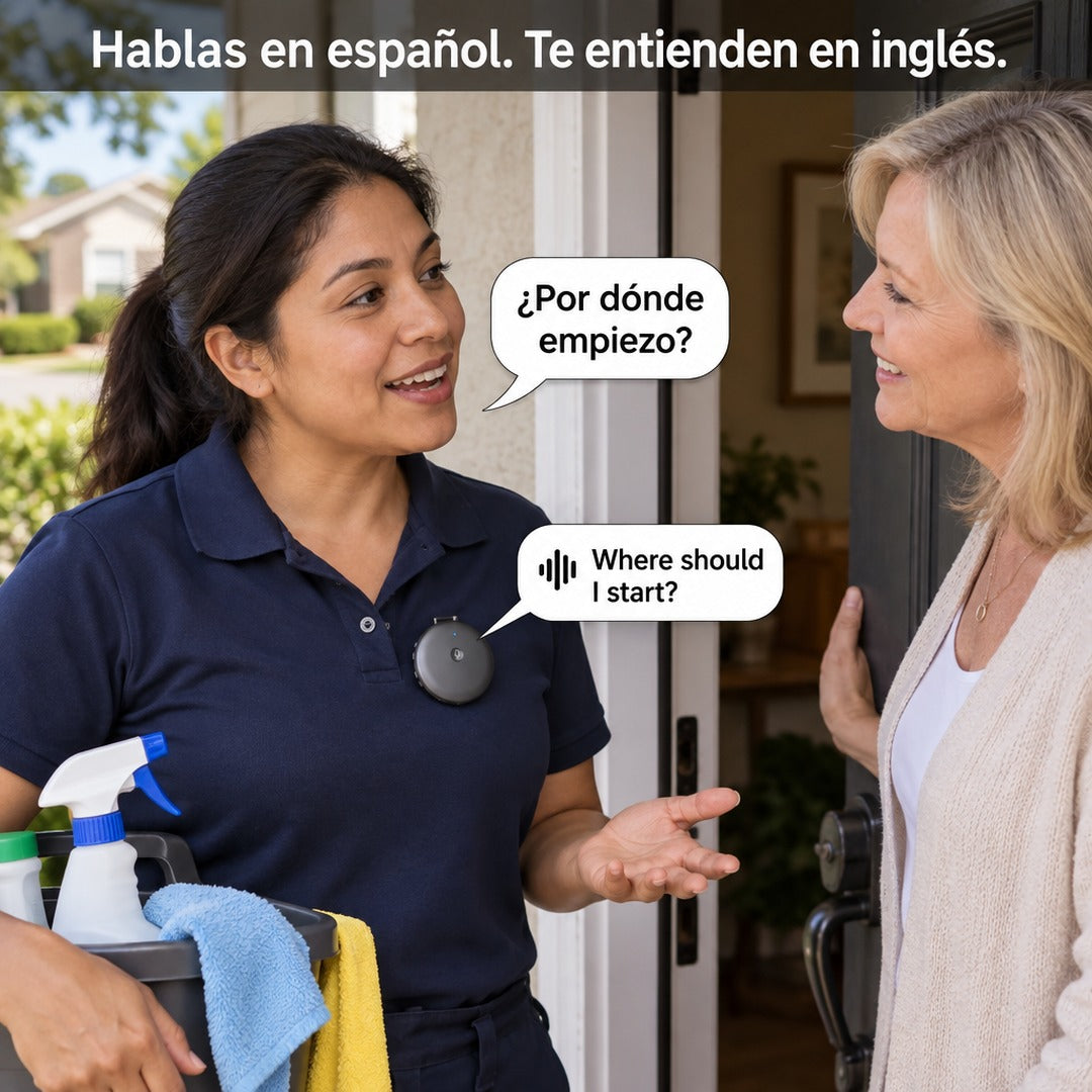 Oltavi enganchado a la ropa mientras traduce una conversación